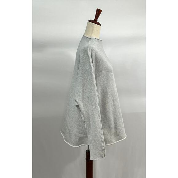 FRANK & EILEEN Sz L Large Gray Effie Funnel Neck Capelet Sweatshirt Top - Picture 4 of 12